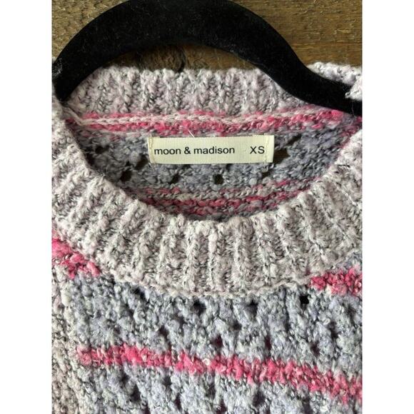 Moon & Madison Sweater XS Purple Floral Cropped Patchwork Wool Swifty Love twee - Picture 5 of 10